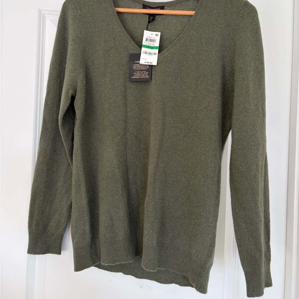 Charter Club women’s Forest Green V-Neck Sweater